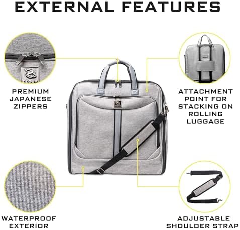 Premium Suit Garment Bag Carry On - Hangs 4 Suits - Travel & Business with Shoulder Strap and Laptop Compartment - Image 8