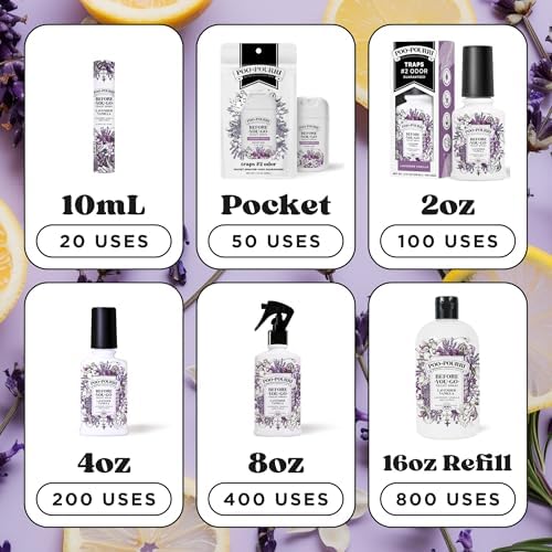 Poo-Pourri Before-You-Go Pocket Toilet Spray, Travel Essentials, Lavender Vanilla, 1 Fl Oz, Up to 50 Uses, On-The-Go Bathroom Odor Deodorizer with Essential Oils, TSA Approved Size - Image 9