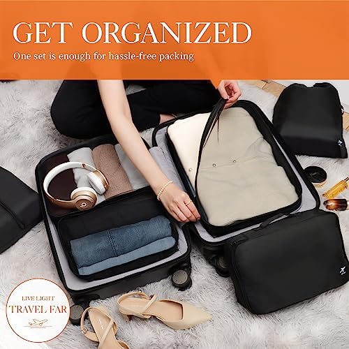 HOTOR Packing Cubes for Suitcases - 6 Pieces, Light Packing Cubes for Travel, Premium Suitcase Organizer Bags Set, Space-Saving Luggage Organizers, Travel Accessories and Essentials, Black - Image 2