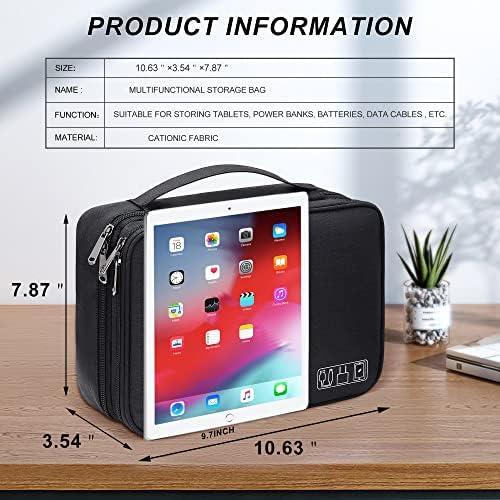 SELLYFELLY Electronic Bag Travel Cable Accessories Bag Waterproof Double Layer Electronics Organizer Portable Storage Case for Cable, Cord, Charger, Phone, Adapter, Power Bank, Kindle, Hard Drives - Image 2