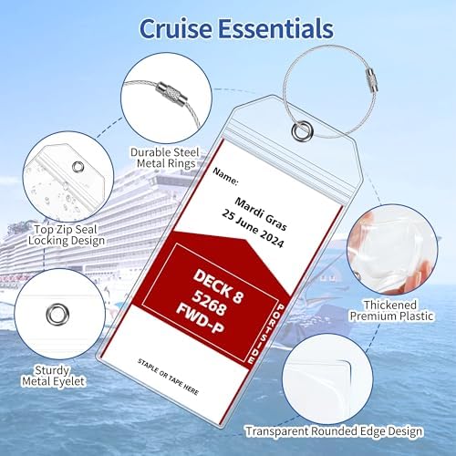 6 Pack Luggage Tags Travel Essentials & Cruise Essentials for NCL, Princess, Carnival, Royal Caribbean & Celebrity Cruise Ships by SEAVILIA - Image 4