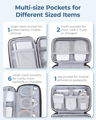 BAGSMART Electronics Organizer Travel Case, Cable Charger Cord Tech Organizer Pouch for Phone Charger Accessories, Black - Image 4