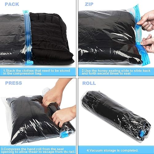 Compression Bags - Travel Essentials - 12 Pack Space Saver Bags - No Vacuum Pump Or Air Extractor is Needed - Storage Accessorie and Home Packing Organizers (transparent) - Image 4