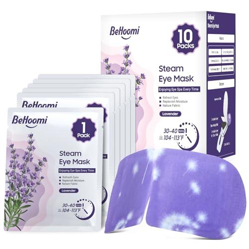 Steam Eye Mask, 10 Packs Heated Eye Mask, Self Heating Disposable SPA Warm Compress for Eyes Sleep Mask, Travel Essentials & Relaxation Gifts, Valentine's Day Gifts (Lavender Scent)