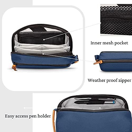 TRIPPED Travel Gear Tech Bag Organizer - Small Electronics Organizer Pouch for Travel - Premium Travel Case with Leather Accents - Mesh Pocket for Cables, Cords and Chargers (Navy) - Image 6