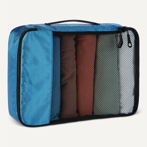 Amazon Essentials 4-Piece Packing Cubes Travel Accessories Set, Luggage Organizer with Double Zipper, Mesh Top, Space-Saving, Medium, Sky Blue (Previously Amazon Basics) - Image 4