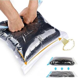 Compression Bags - Travel Essentials - 12 Pack Space Saver Bags - No Vacuum Pump Or Air Extractor is Needed - Storage Accessorie and Home Packing Organizers (transparent)