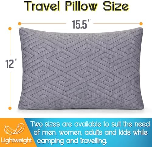 Travel Pillow for Sleeping Camping, Memory Foam Small Pillow with Breathable Cover for Backpacking, Airplane, Car (15.5 X 12 Inch) - Image 2