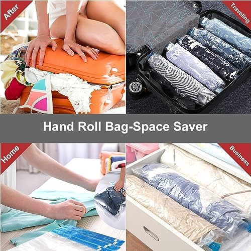 Compression Bags - Travel Essentials - 12 Pack Space Saver Bags - No Vacuum Pump Or Air Extractor is Needed - Storage Accessorie and Home Packing Organizers (transparent) - Image 6