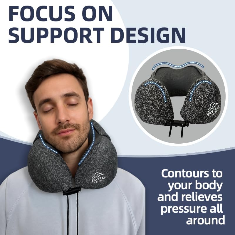 Travel Pillow with Extra Large Hood for Airplane Long Flights Privacy and Comfort Memory Foam with Skin-Friendly Cover for Road Trip Head&Neck Support for Plane Office Cars Sleeping & Rest (Grey) - Image 5