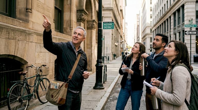 Local guide leading city walking tour